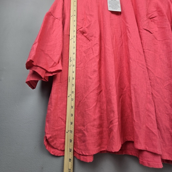 JESSICA LONDON Linen Blend Flowy Blouse 3/4 Sleeve Pink Womens Plus Size 24W‎ - Picture 11 of 11